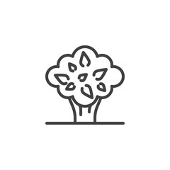 Park tree line icon. linear style sign for mobile concept and web design. Garden tree with leaves outline vector icon. Nature symbol, logo illustration. Vector graphics