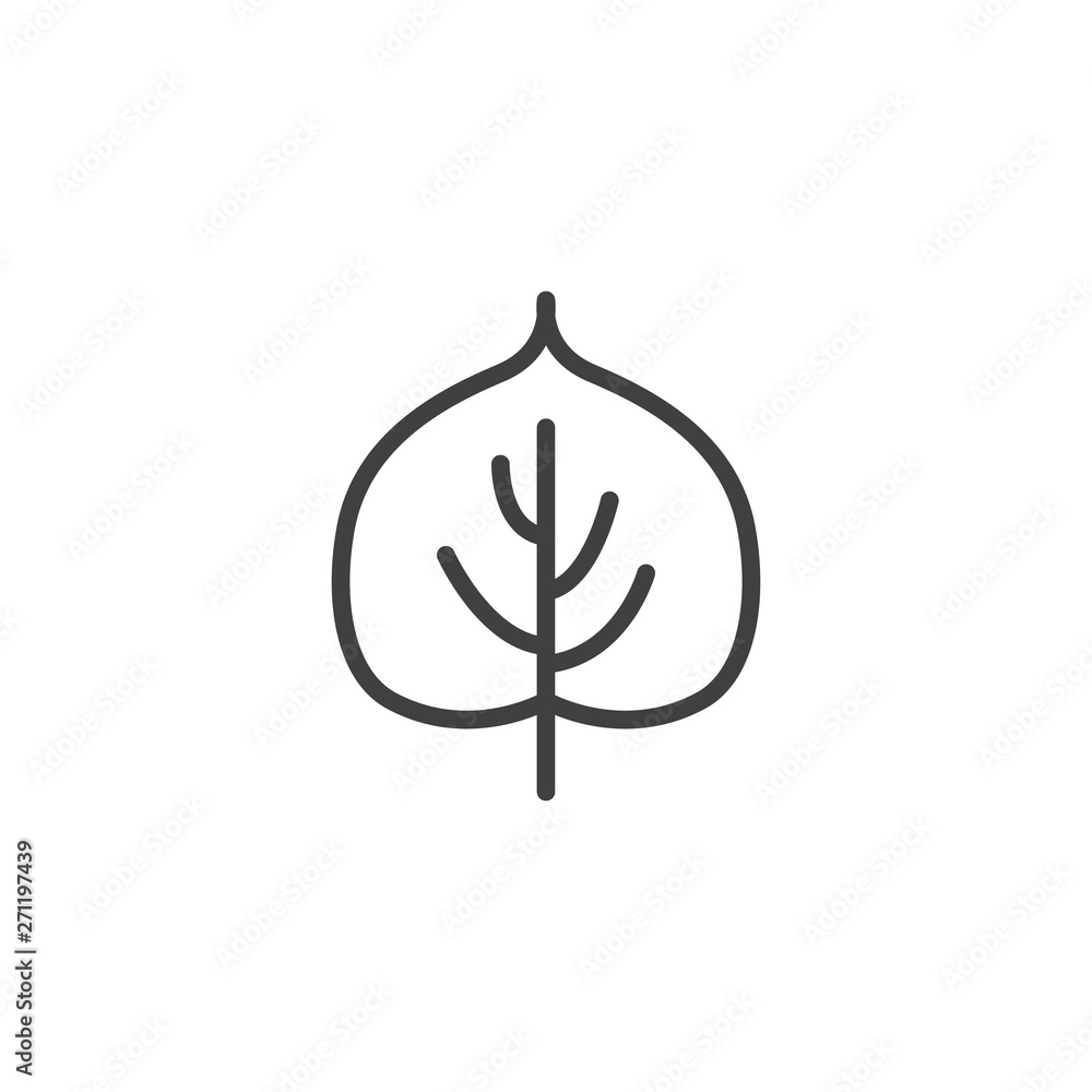 Poster linden leaf line icon. foliage linear style sign for mobile concept and web design. leaf of a linden