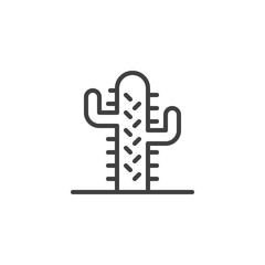 Saguaro cactus line icon. linear style sign for mobile concept and web design. Cactus, desert plant outline vector icon. Symbol, logo illustration. Vector graphics