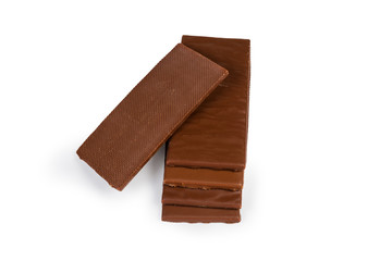Bars of the milk chocolate on a white background
