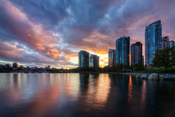 Fototapeta na wymiar Fiery Vancouver Sunset