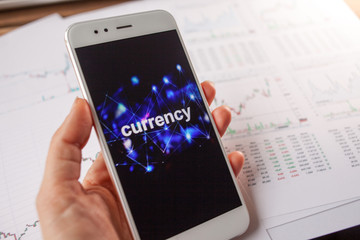 Trading on the currency exchange, concept. Reports and statistics, volatility of currency.
