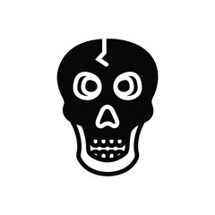 Black solid icon for skull 