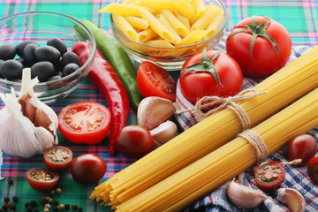 Ingredients for traditional Italian pasta