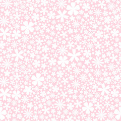 Seamless flower pattern. Flat flowers on pink background. Cute Vector