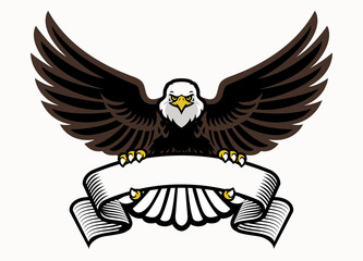 mascot eagle grip the blank ribbon