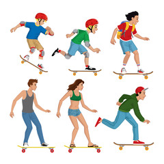 set of people with skateboard © bazzier