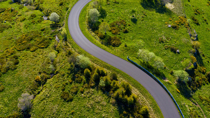 aerial view over mountain road