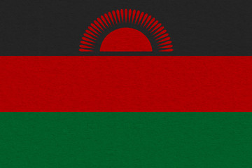 Malawi flag painted on paper