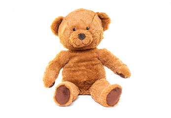 Plush brown Bear Toy isolated on white Background 