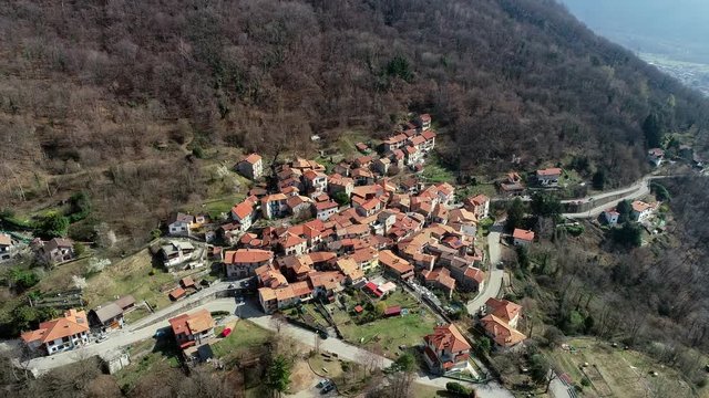 Aerial view of most famous painted village Arcumeggia in province of Varese, Italy