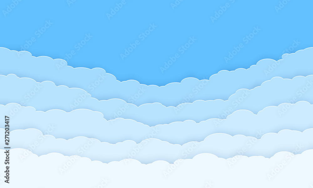 Poster horizontal seamless clouds. skyline repeat texture. paper clouds gradient. vector illustration