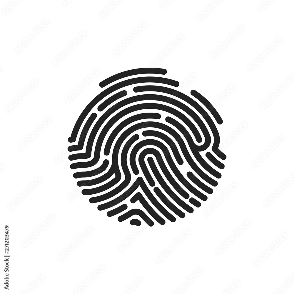 Poster finger print flat scan. circle fingerprint icon design for application. vector illustration isolated