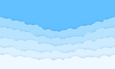 Horizontal seamless clouds. Skyline repeat texture. Paper clouds gradient. Vector illustration