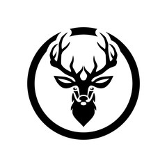 Silhouette of the deer head, monochrome logo
