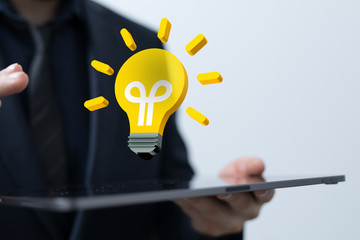 idea lamp concept in hand