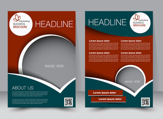 Flyer, brochure, magazine cover template design for education, presentation, website. Green and red color. Editable vector illustration.