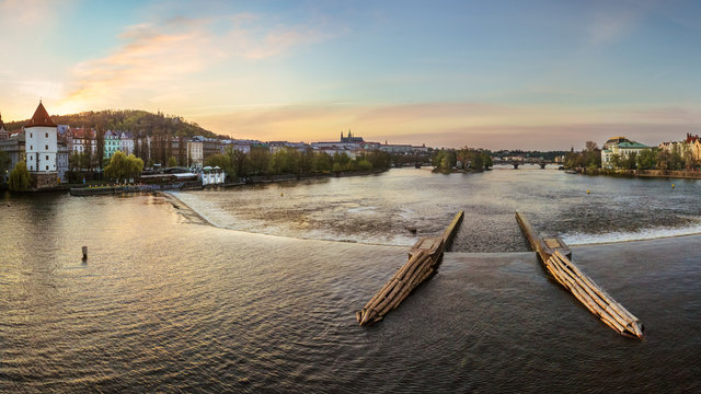 Stunning view of the Moldava River In Prague Czeck Republic