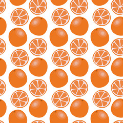 Hand drawn orange slices vector seamless pattern