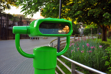 Observation binoculars in the zoo city of Moscow.