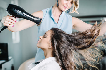 Drying hair in hair salon