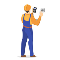 Electricity works. Professional worker in the uniform