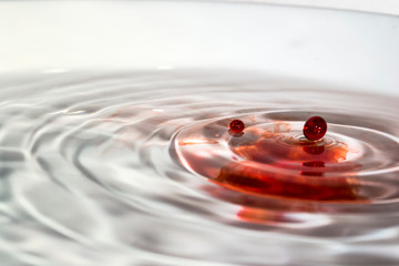 Red drop to water