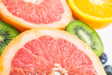 Colorful and fresh fruits on whitebackground