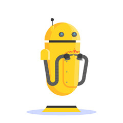 Robot, futuristic character of yellow color. Idea of automation