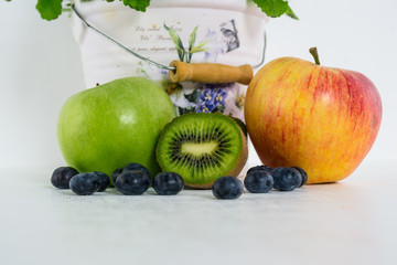 Colorful and fresh fruits on whitebackground