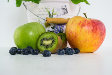 Colorful and fresh fruits on whitebackground