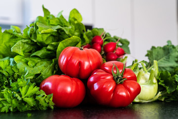 Colorful, fresh vegetables on table