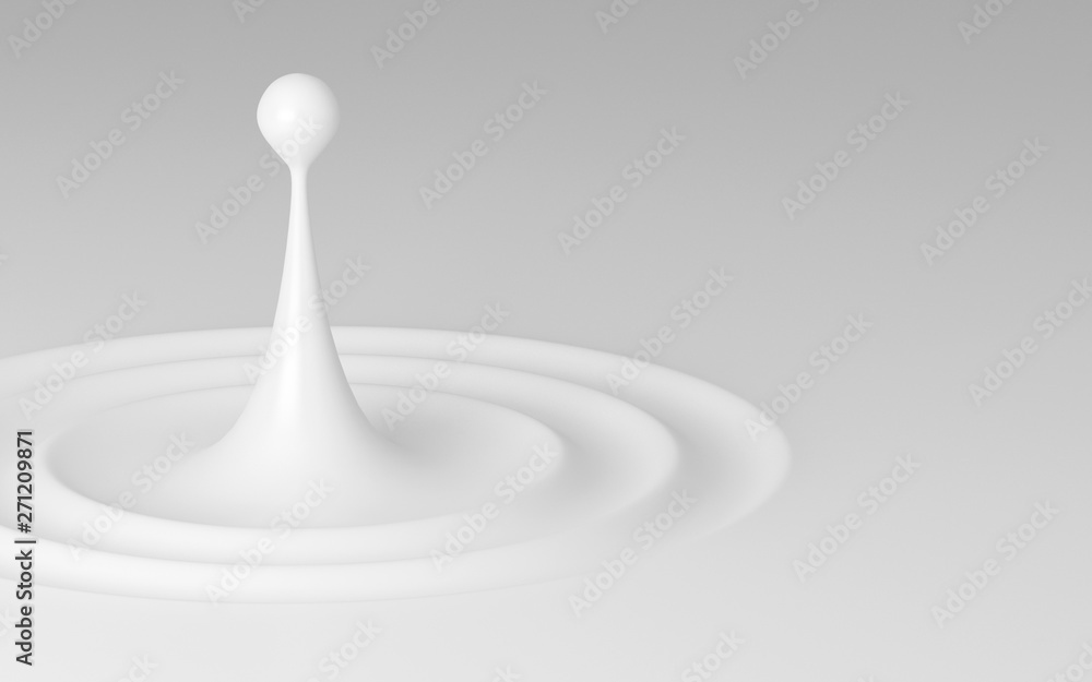 Aufkleber abstract of water ripple shape, white background with free form of soft wave, 3d rendering