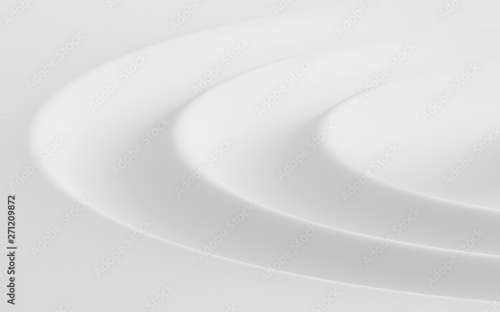 Fototapete abstract of water ripple shape, white background with free form of soft wave, 3d rendering