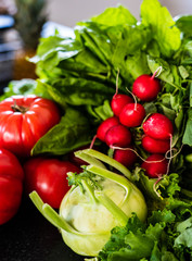 Colorful, fresh vegetables on table