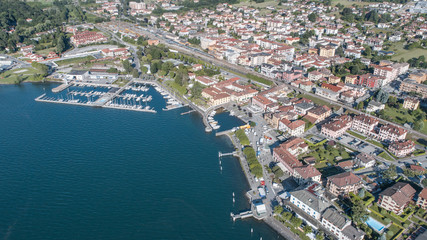 Fototapeta na wymiar Lake of Como, little port and village of Colico