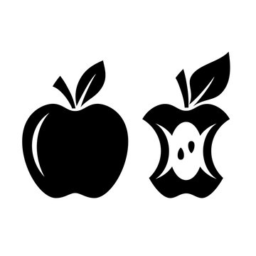 Apple vector silhouette and apple core icon
