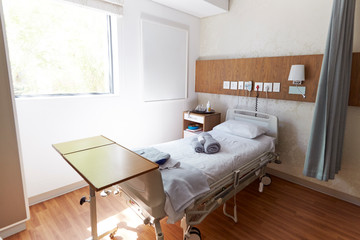 Bed In Empty Hospital Private Room