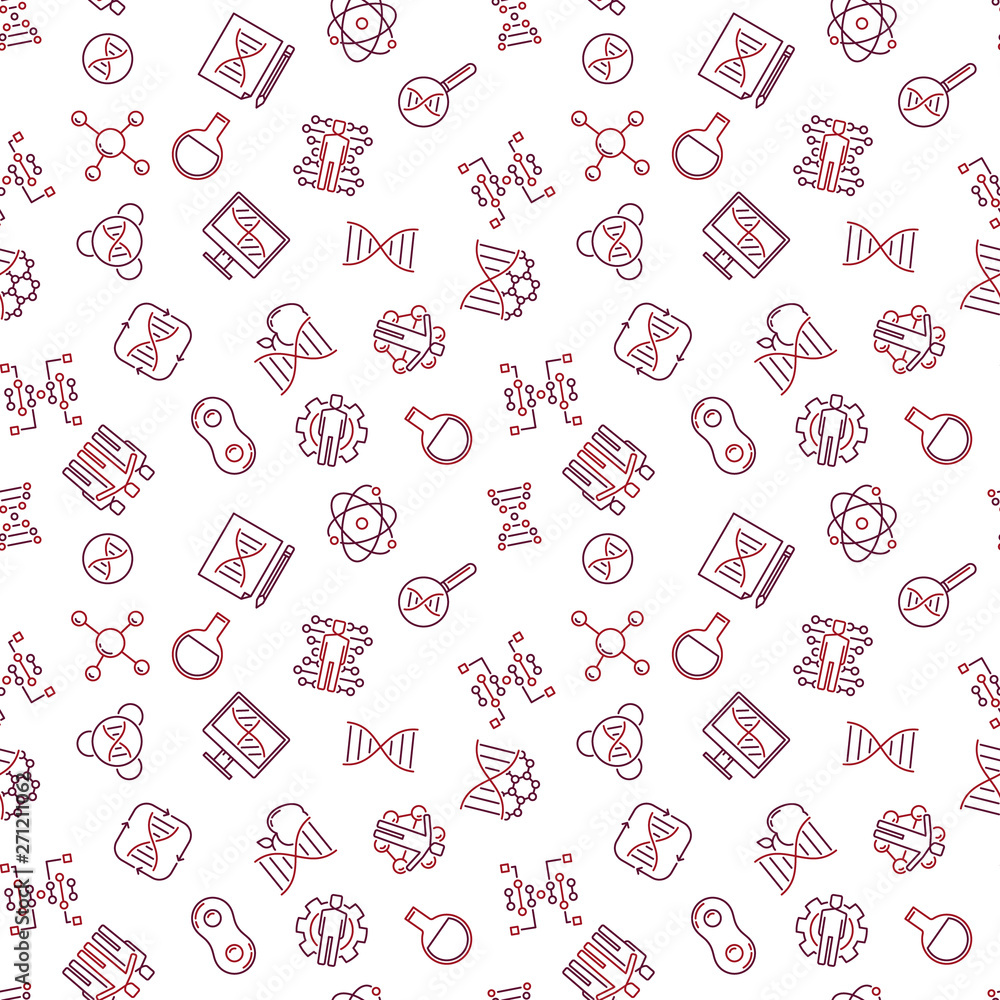 Poster human cloning vector outline seamless pattern with white background
