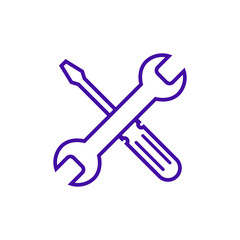 Repair icon. Wrench and screwdriver icon. Settings icon isolated