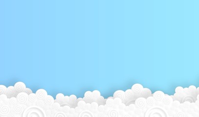 sky with cloud background, vector ,illustration, paper art style, copy space for text