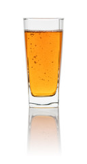 A glass with iced tea on a white background