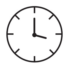 Clock icon line vector isolated on white