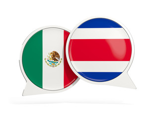 Flags of Mexico and costa rica inside chat bubbles