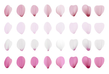 Realistic pink sakura petals icon set