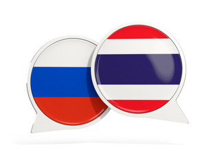 Flags of Russia and thailand inside chat bubbles