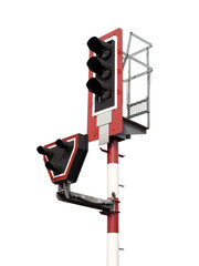 semaphore traffic lights of railway stations isolated on white background