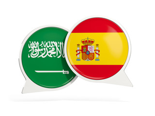 Flags of Saudi Arabia and spain inside chat bubbles