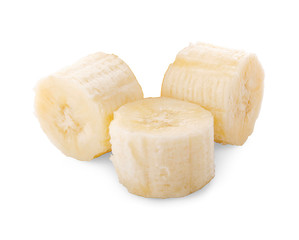 Banana slice isolated on white background