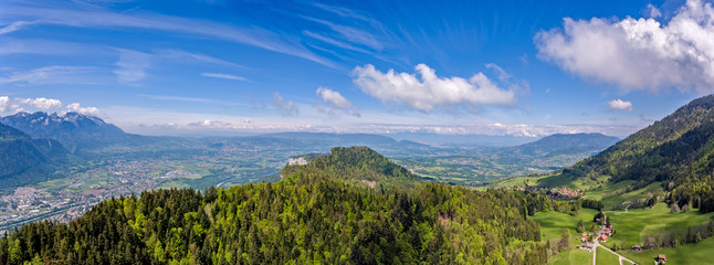 Fototapeta premium some panoramas i took last weekend from Le Mole in the French Pre Alps looking down toward the Arve river valley and Geneva, Switzerland in the distance.